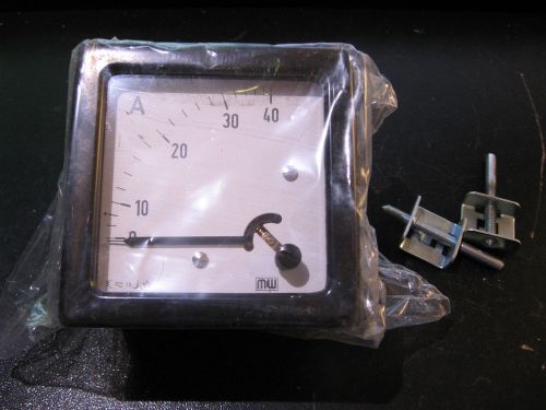 M&amp;W Model EQ72R Vintage Panel Meter Ammeter 0-40 Amperes - NOS IN BOX 1969