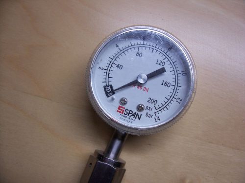 Span Pressure Regulator Gauge # 01-0152 E  0-200 psi 0-14 bar