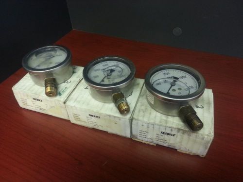 Lot of 3: trerice d82123 pressure gauge 1/4&#034; npt for sale