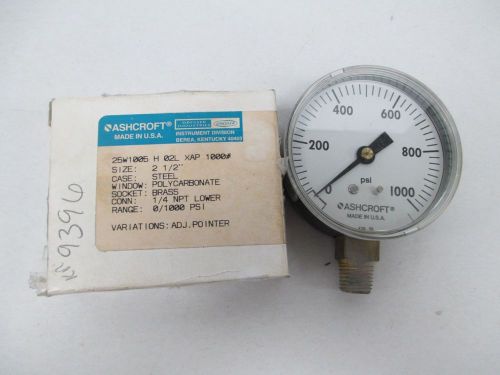 New ashcroft 25w1005 h 02l xap 1000 pressure 0-1000psi gauge d357331 for sale
