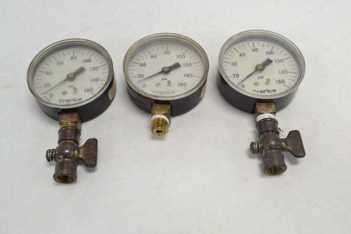Lot 3 trerice 9185-05 pressure gauge 0-160psi 2-1/2in 1/4in npt b265833 for sale