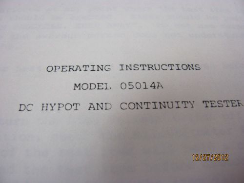 ASSOCIATED RESEARCH MODEL 5014A - Operating Instructions