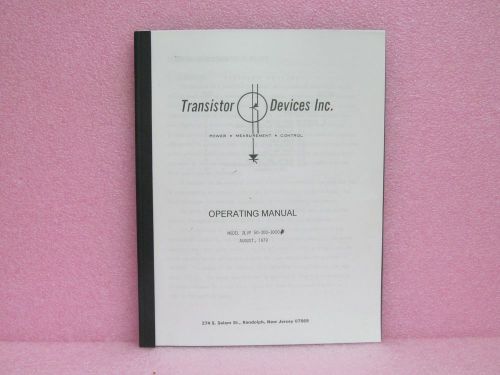 Transistor devices manual dlvp 50-300-3000 dynaload operator&#039;s manual (8/79) for sale