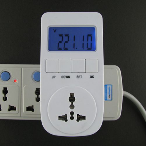 5in1 AC264V 16A LCD Digital Electricity Monitoring Outlet V A kWh W running time