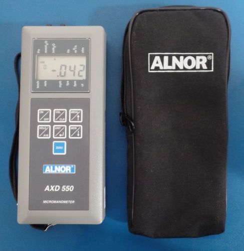 Alnor axd 550 micromanometer w/ case, 5000 pascals, 203.5 mph,  78.8 ft2 for sale