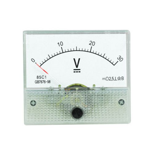Dc 30v analog panel meter voltage volt meter voltmeter white 85c1gauge 0-30v for sale