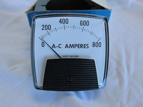 General Electric AC Amperes 0-800/AC Rated 5 Amp/AC #50-250340LSSN Amp Meter
