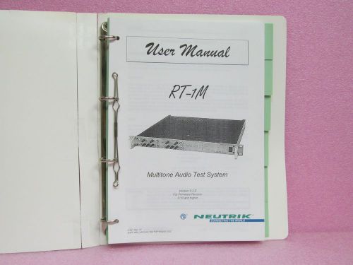 Neutrik Manual RT-1M Multitone Audio Test System User Manual (11/97)