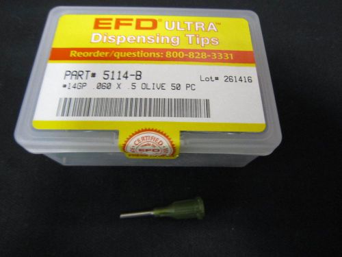 NEW 50 pieces EFD DISPENSING TIPS 5114-B #14GP .060 X .5 OLIVE TIP NEEDLE
