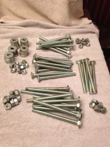 Lot of 35 6&#034; stainless steel carriage bolts 35 nuts &amp; 74 washers hardware screws for sale