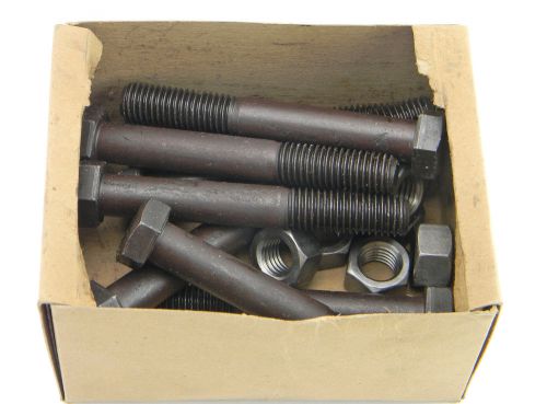 Lot of 8 hex head cap screw bolts 5/8&#034;-18 x 4-1/2&#034; grade 8 with lock nuts for sale