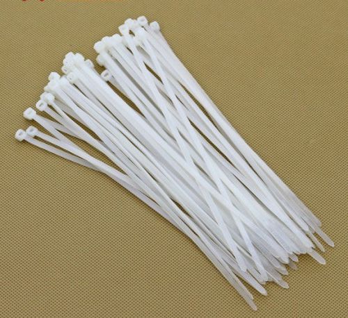 250pcs Pack 10&#034; inch White Network Cable Cord Wire Strap Zip Tie Nylon 3.5*250mm
