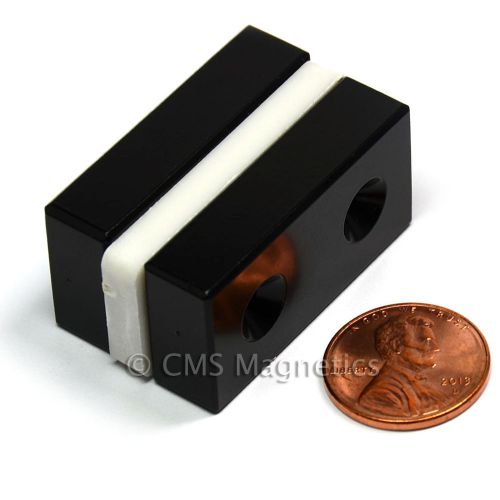 Neodymium magnets n42 1.5x3/4x3/8&#034; w/ 2 #6 countersunk holes epoxy coated 50 pc for sale