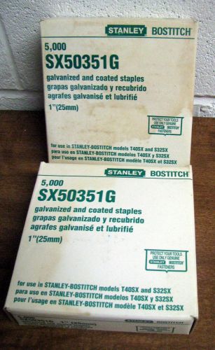 10,000 Stanley Bostitch 1&#034; Galvanized &amp; Coated Staples SX50351G Fits T40SX S32SX