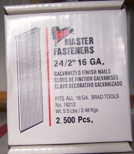 2-1/2&#034; 16 Gauge Galvanized Finish Brad Nails 2,500 Count