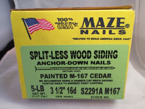 5 lb MAZE NAILS Split-less Wood Siding Nails 3 1/2 inch Painted M167 Cedar  NEW