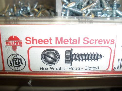 #10 x 1-1/4&#034; hex washer head zinc sheet metal screws (500) slotted and plain for sale