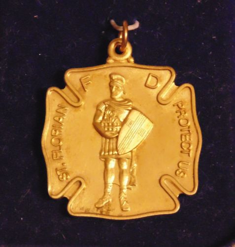 St FLorian, 24 K gold plated sterling silver, new in mfg box