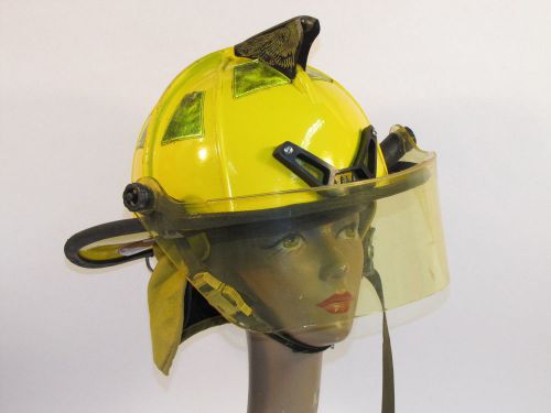 Cairns 1010 fireman firefighter turnout gear yellow helmet w face shield &amp; liner for sale