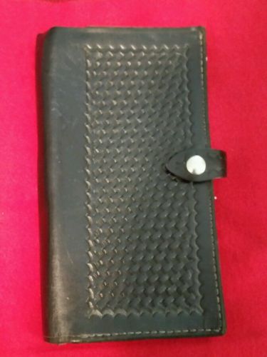 Vintage black leather police ticket pad holder, tex shoemaker and sons for sale