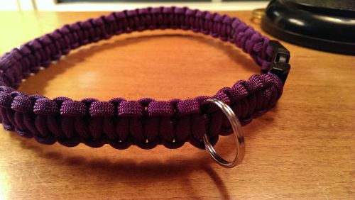Paracord dog collar with d ring and buckle; 20 inches - contact us for k9 units for sale