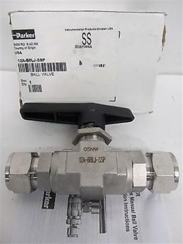 Parker, 12A-B8LJ-SSP, 3/4&#034; A-Lok Panel Mount B-Series Ball Valve - Stainless Ste