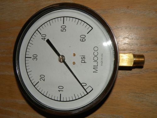 Pressure gauge, miljoco p4598l-04, 0-60psi, 4.5 in for sale