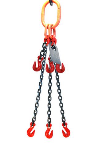 1/2&#034; 6 foot grade 80 toga triple leg lifting chain sling - grab hook adjuster for sale