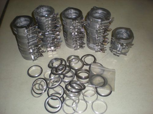 Lot of (45) Metal Vacuum Line Clamps &amp; Some O-Rings for Size 50 Flange