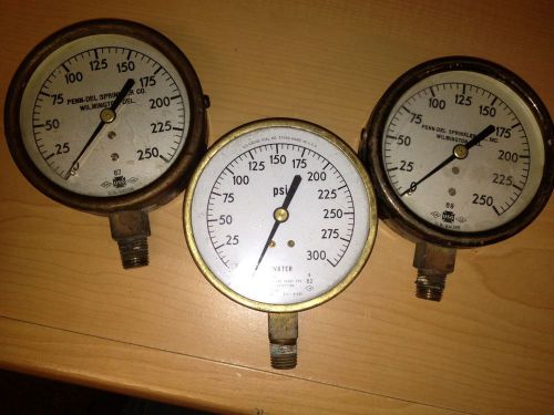 3 fire sprinkler brass gauges for sale