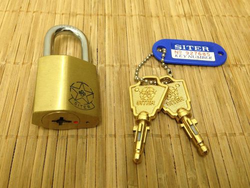 *rare* 35mm siter brass padlock, 2 original keys with key tag! for sale