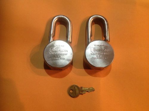 Two (2)  american h-10 padlocks chrome (serviced &amp; ready for service) (same key) for sale