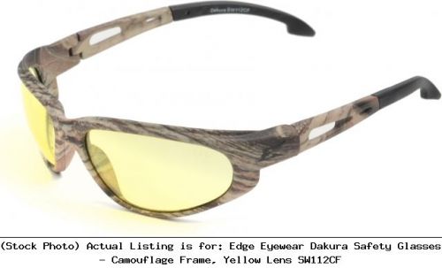 Edge eyewear dakura safety glasses - camouflage frame, yellow lens sw112cf for sale