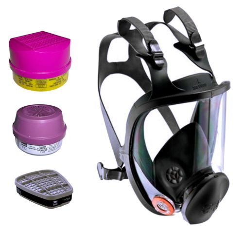 (lot) 3m 6700 reusable respirator (full facepiece) w/ 12 filter cartridges -nib! for sale