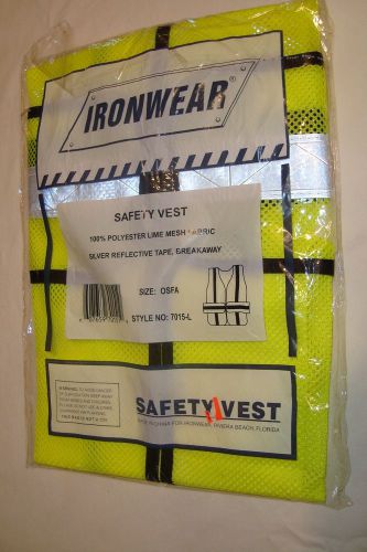 NEW Ironwear Safety Vest One Size Fits All Bike Runner Lime Mesh Fabric 7015L