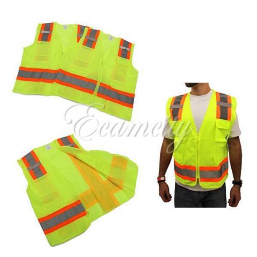 Visibility safety waistcoat warning security reflective stripes vest yellow new for sale