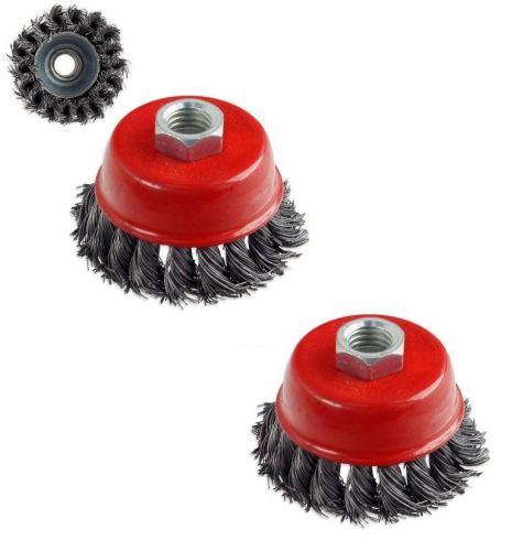 2 new 4&#034; x 5/8&#034; 11 nc knot wire cup brush for angle grinders knotted wheel for sale