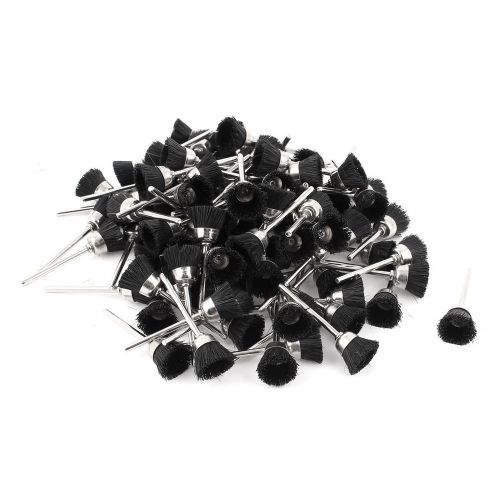 100 Pcs 3mm Shank 15mm Cup Shape Nylon Wire Polishing Brush for Rotary Tool