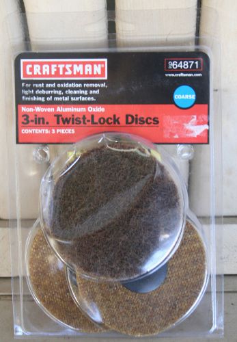 Craftsman 64871 3-inch Twist-Lock Discs 3 Pack Aluminum Oxide NON-WOVEN COARSE