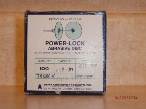 Box Of 100 Merit Power-Lock Abrasive Disc 1&#034; Diameter 40 Grit