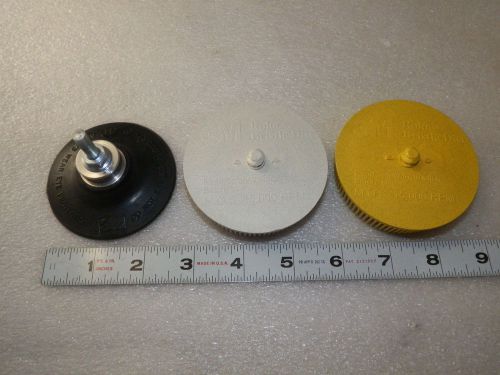 2 each 3M 3&#034; roloc radial  bristle discs &amp;1/4&#034; genuine 3M arbor  80 gr 120 (L5)