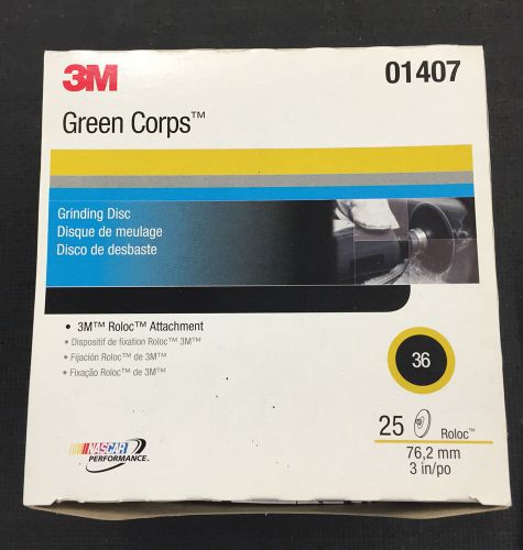 3m green corps roloc disc, 01407, 3 in, 36yf, 25 discs per box for sale
