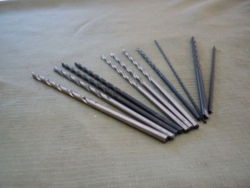 11 NEW DRILL BITS EXTRA LOMG HIGH SPEED STEEL HS MADE IN USA
