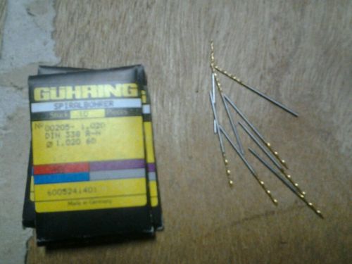 GUHRING MICRO DRILL 1.020mm  .0401 TIN COATED 10 PIECES NUMBER TWIST DRILL