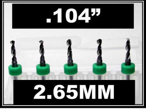 .104&#034; - 2.65mm - 1/8&#034; shank  carbide drill bits  five pcs cnc dremel model hobby for sale