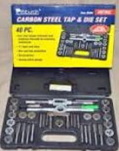 Carbon steel metric tap and die set 40 pc adjustable wrench t-handle case new for sale