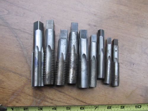 8 PC ASSORTED LOT OF HSS HAND THREADING TAPS 5/8&#034; TO 1&#034; SIZE RANGE