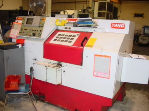 18.9&#034; swg 20&#034; cc yang sml-20 cnc lathe, w/full turret of tooling, chip conv. for sale