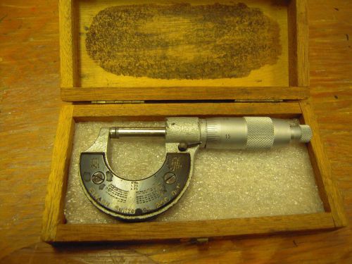 Etalon alina carbide tip micrometer 23c 0-1&#034; switzerland in wood case for sale