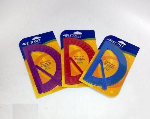 Lot of 3 protractors - westcott 180 degree plastic protractor with swing arm for sale